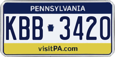PA license plate KBB3420