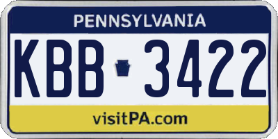 PA license plate KBB3422