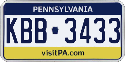 PA license plate KBB3433
