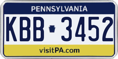 PA license plate KBB3452