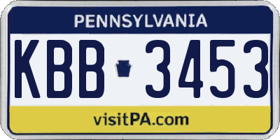 PA license plate KBB3453