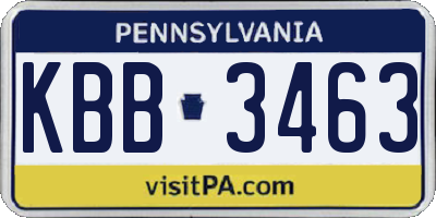 PA license plate KBB3463