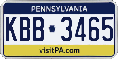 PA license plate KBB3465