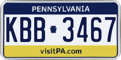 PA license plate KBB3467