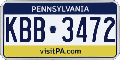 PA license plate KBB3472