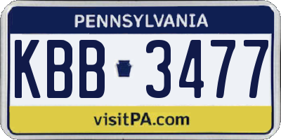 PA license plate KBB3477