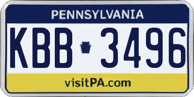 PA license plate KBB3496