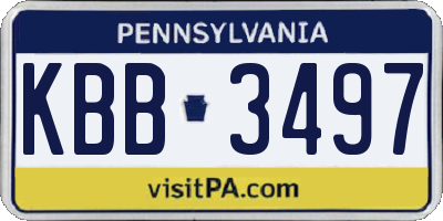 PA license plate KBB3497