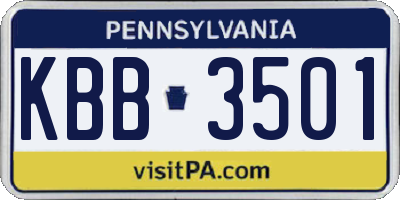 PA license plate KBB3501