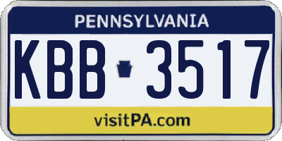 PA license plate KBB3517