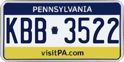PA license plate KBB3522