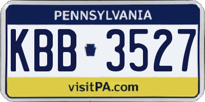 PA license plate KBB3527