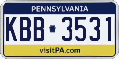 PA license plate KBB3531
