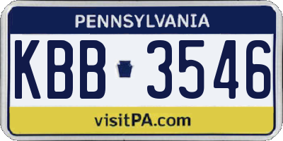 PA license plate KBB3546