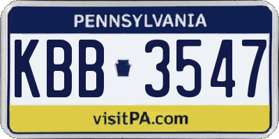PA license plate KBB3547