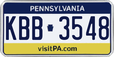 PA license plate KBB3548