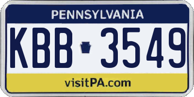 PA license plate KBB3549