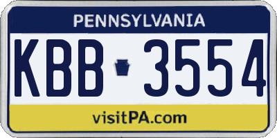 PA license plate KBB3554