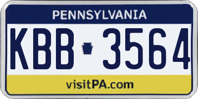 PA license plate KBB3564