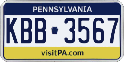 PA license plate KBB3567