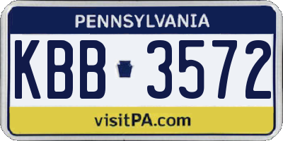 PA license plate KBB3572