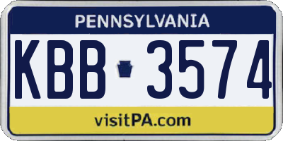 PA license plate KBB3574