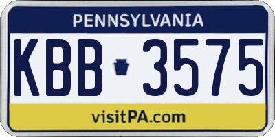 PA license plate KBB3575