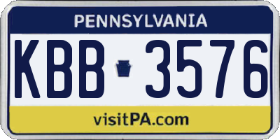 PA license plate KBB3576