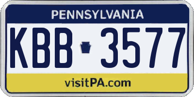 PA license plate KBB3577