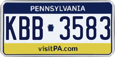 PA license plate KBB3583