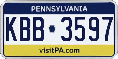 PA license plate KBB3597