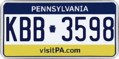PA license plate KBB3598