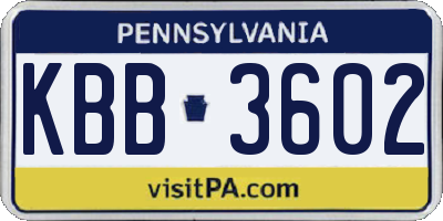 PA license plate KBB3602