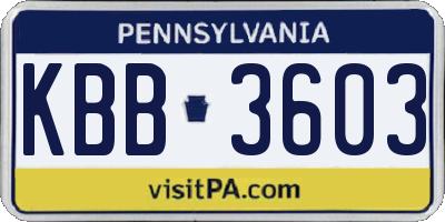 PA license plate KBB3603