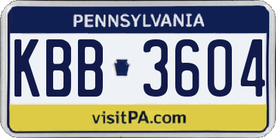 PA license plate KBB3604