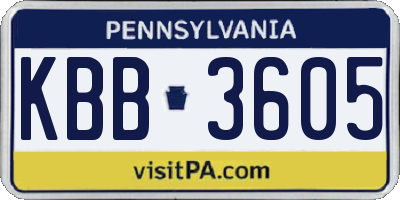PA license plate KBB3605