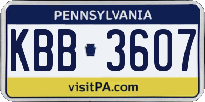 PA license plate KBB3607