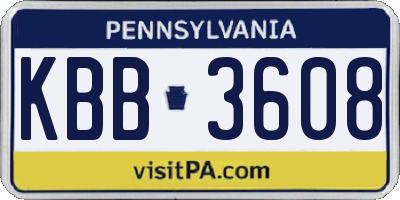 PA license plate KBB3608