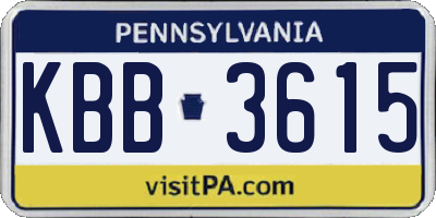 PA license plate KBB3615