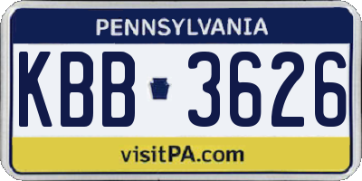 PA license plate KBB3626