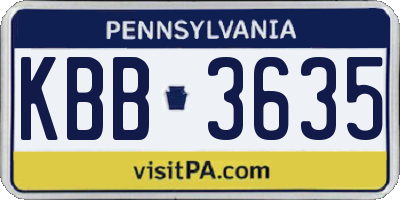 PA license plate KBB3635