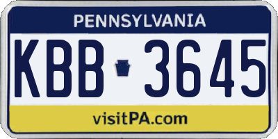 PA license plate KBB3645