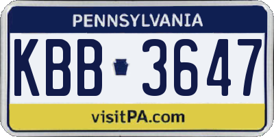 PA license plate KBB3647