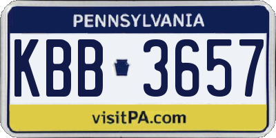 PA license plate KBB3657