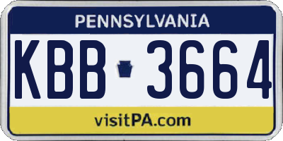 PA license plate KBB3664