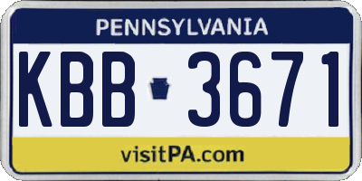 PA license plate KBB3671