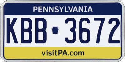 PA license plate KBB3672