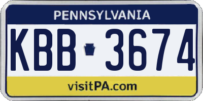 PA license plate KBB3674