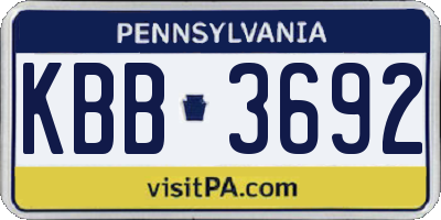 PA license plate KBB3692
