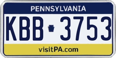 PA license plate KBB3753